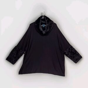 Faith of Zoe Mob WIfe Faux Fur Sweater Womens Plus Size 1X Black Goth Oversized